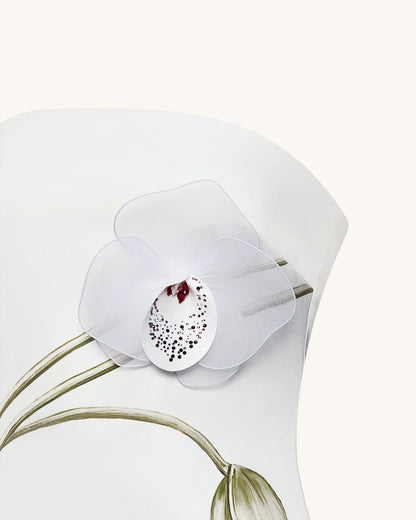 Orchid Appliqué Strapless Dress - White