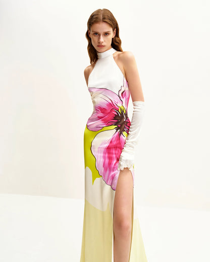 Olivia Floral Halter Gown - Multicolor