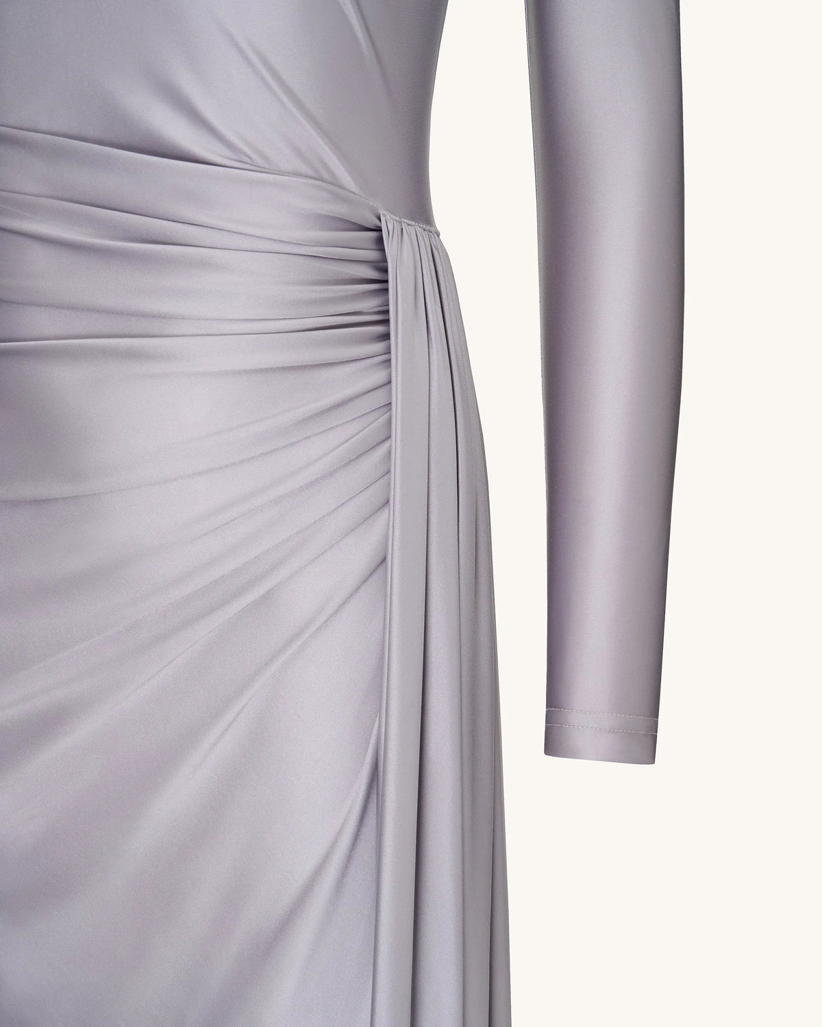 Amara Metallic Ruched Dress - Silver