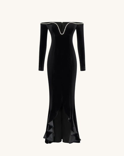 Allison Off-Shoulder Evening Gown - Black