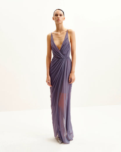 Luna Flowing Mesh Gown - Lavender