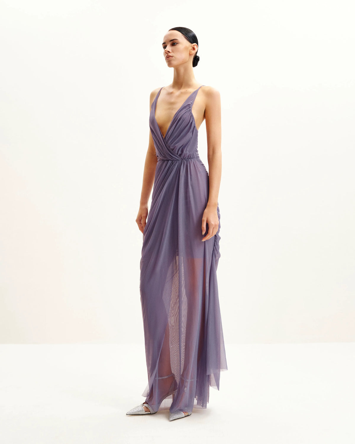 Luna Flowing Mesh Gown - Lavender