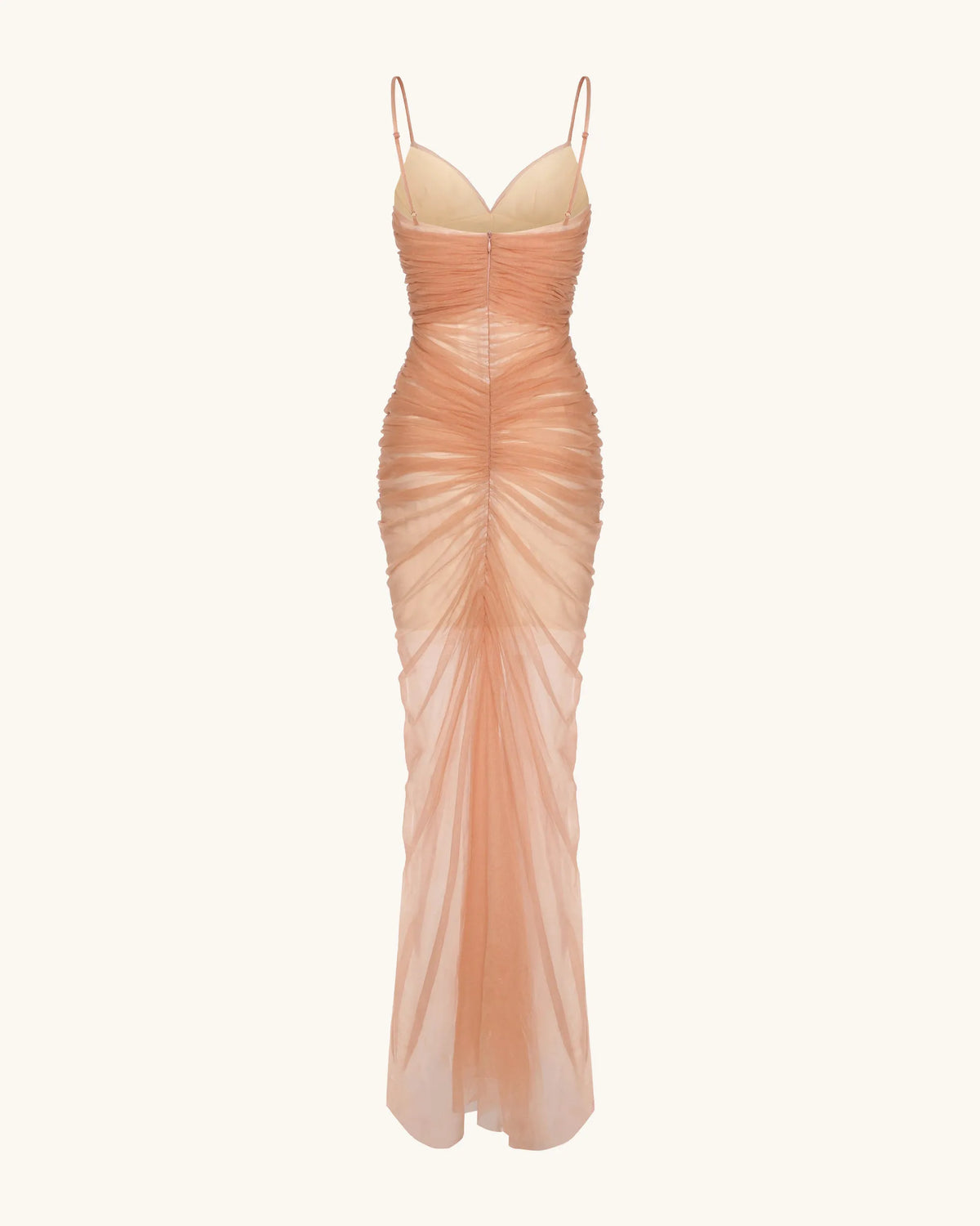 Piper Draped Mesh Evening Gown - Cinnamon