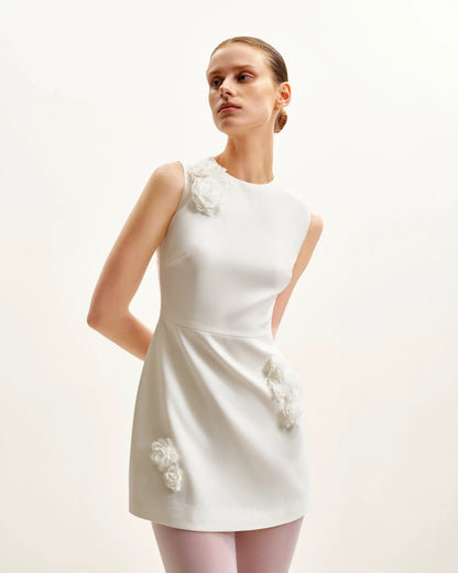 Blooming Beauty Evening Dress - White