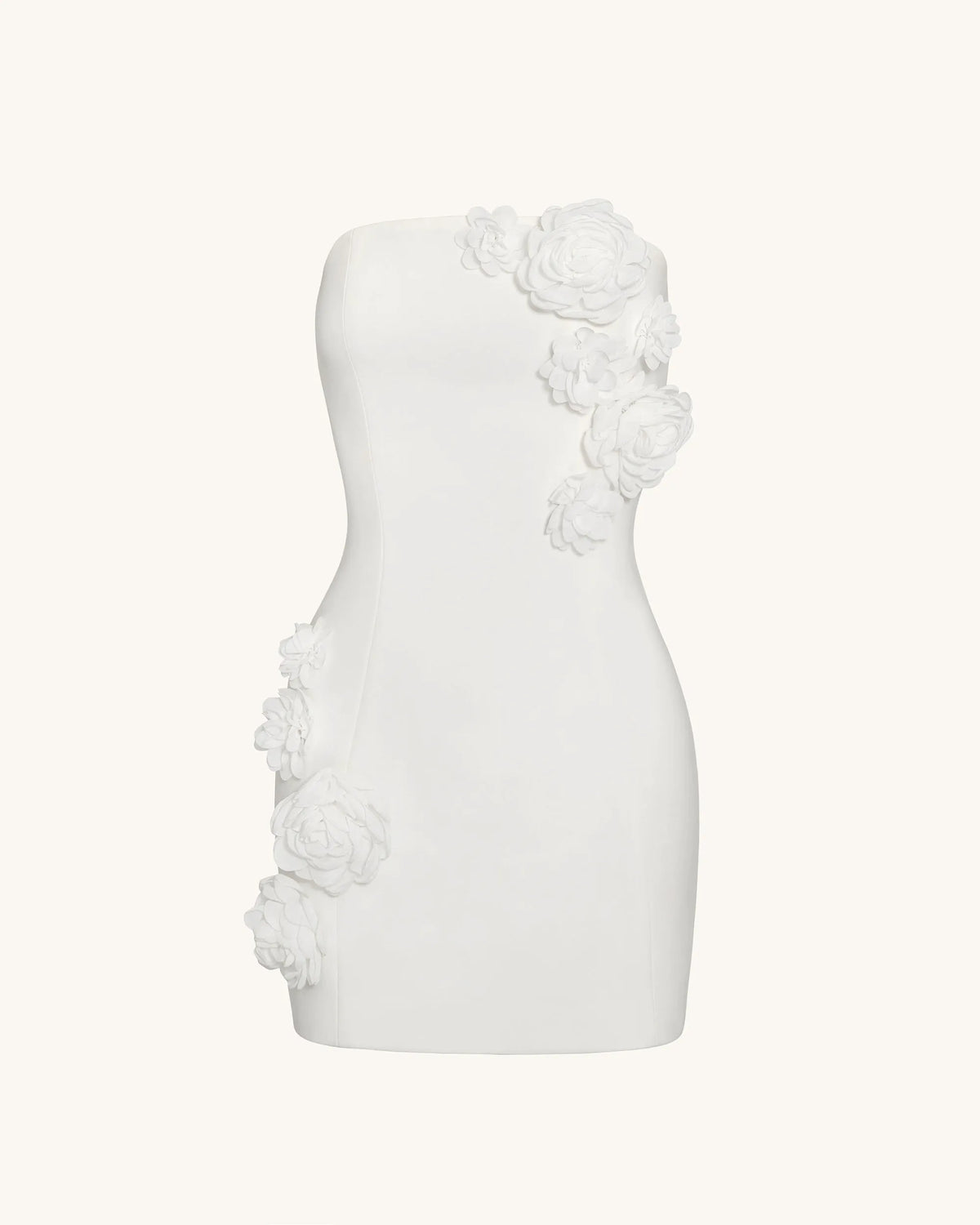 Blossoming Elegance Strapless Dress - White