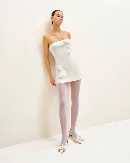 Blossoming Elegance Strapless Dress - White