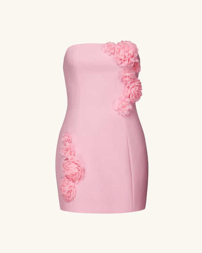 Blossoming Elegance Strapless Dress - Pink