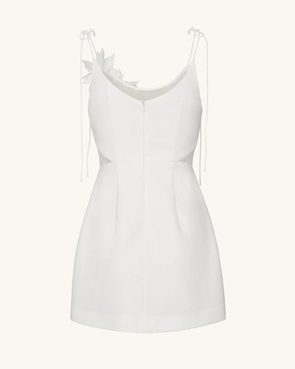 Floral Vine Tie Dress - White