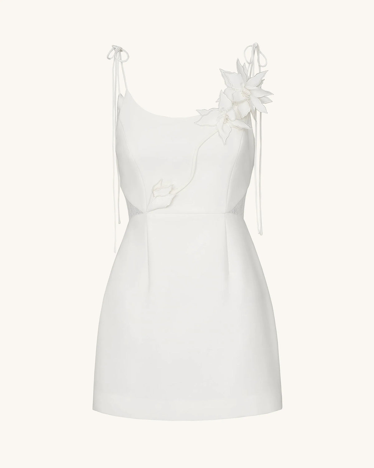 Floral Vine Tie Dress - White