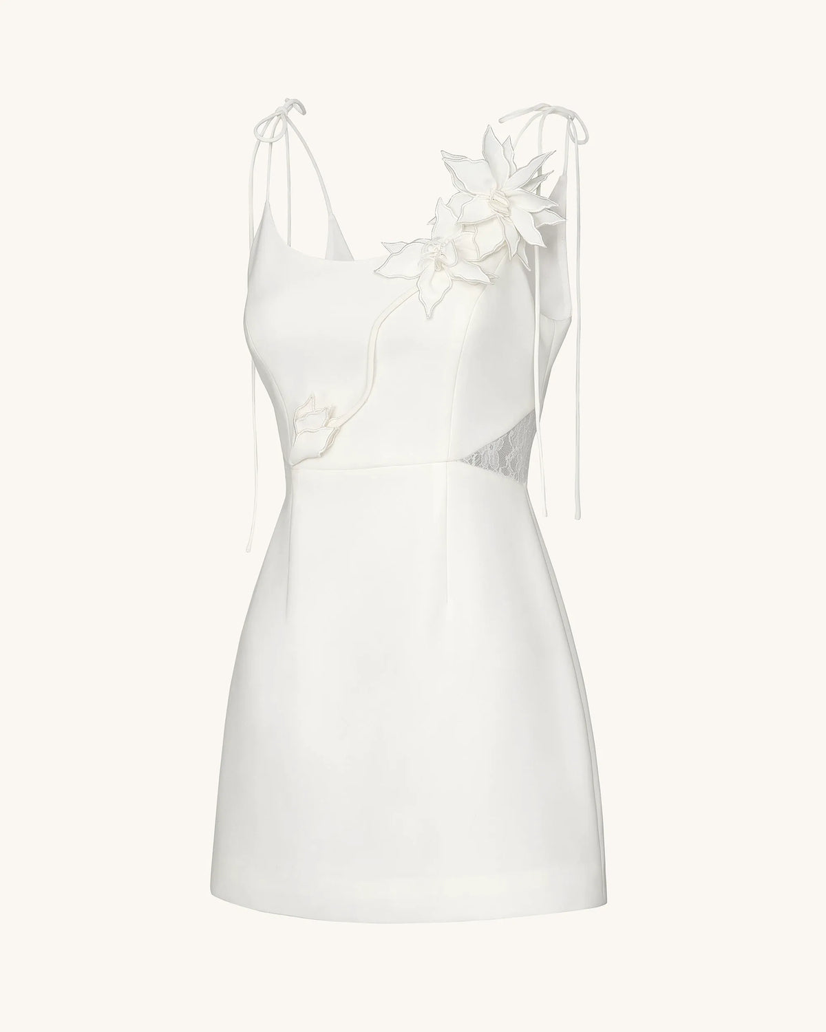 Floral Vine Tie Dress - White