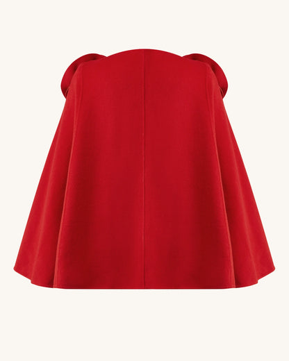 Clara Floral Applique Cape Coat - Red