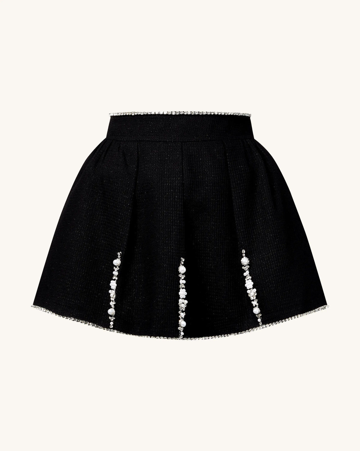 Pearl-Embellished Tweed Set - Black