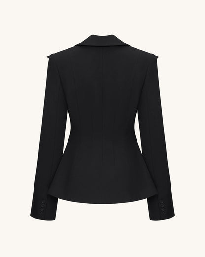 Layla Lock Buckle Deep-V Blazer - Black