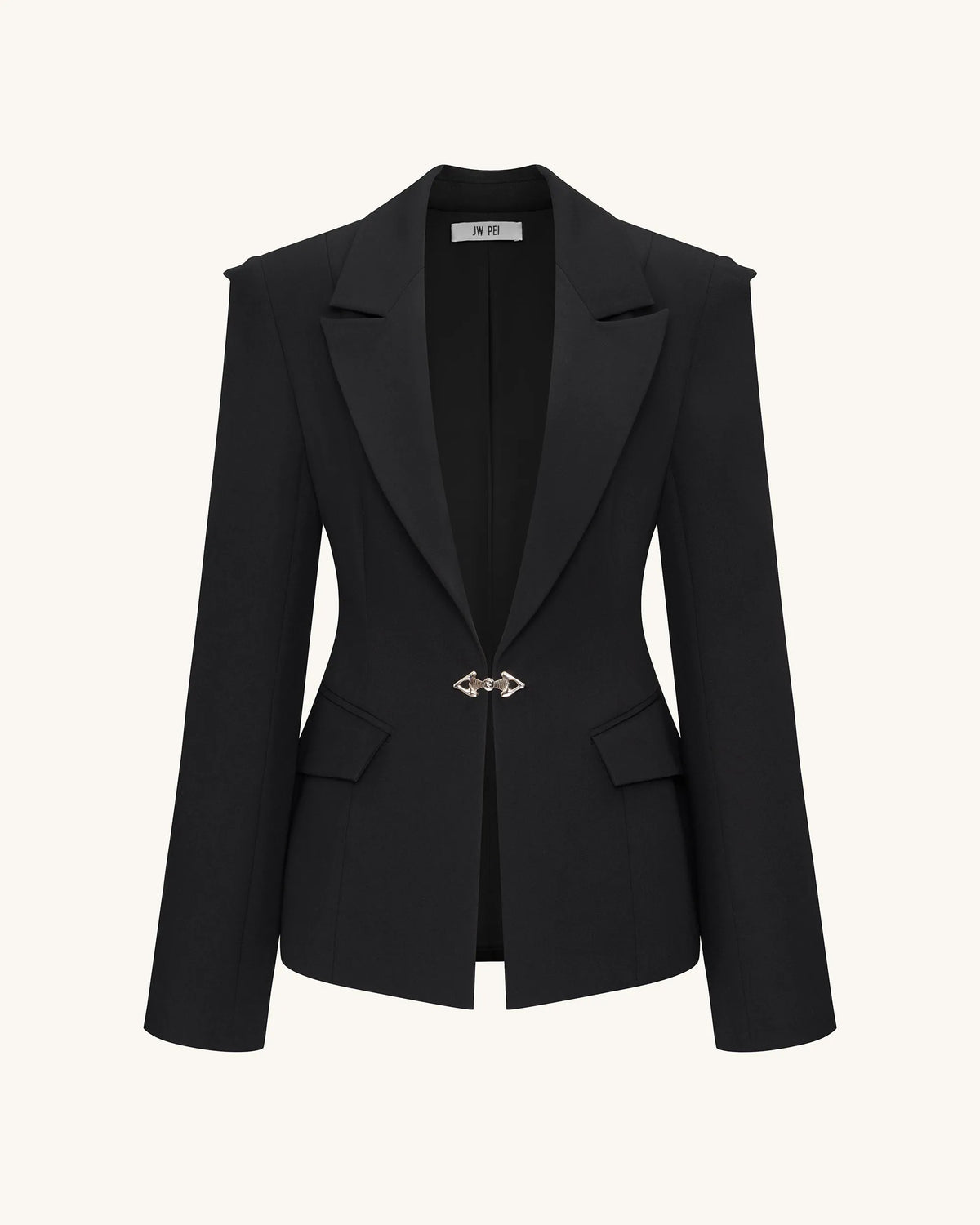 Layla Lock Buckle Deep-V Blazer - Black