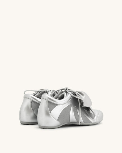 Rosie Metallic Bow Tie Low Top Sneakers - Silver