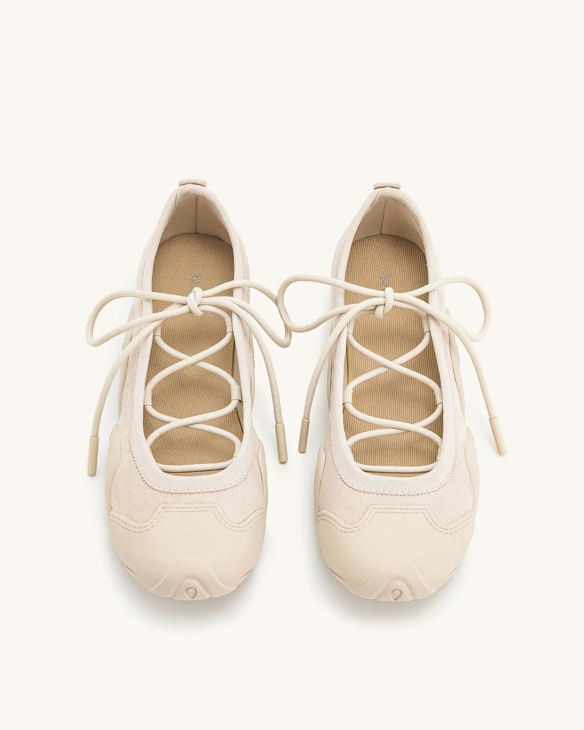 Caitlin Lace-up Ballerina Sneakers  - Beige