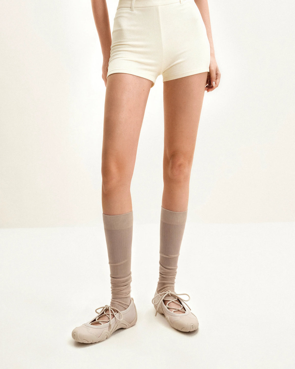 Caitlin Lace-up Ballerina Sneakers  - Beige