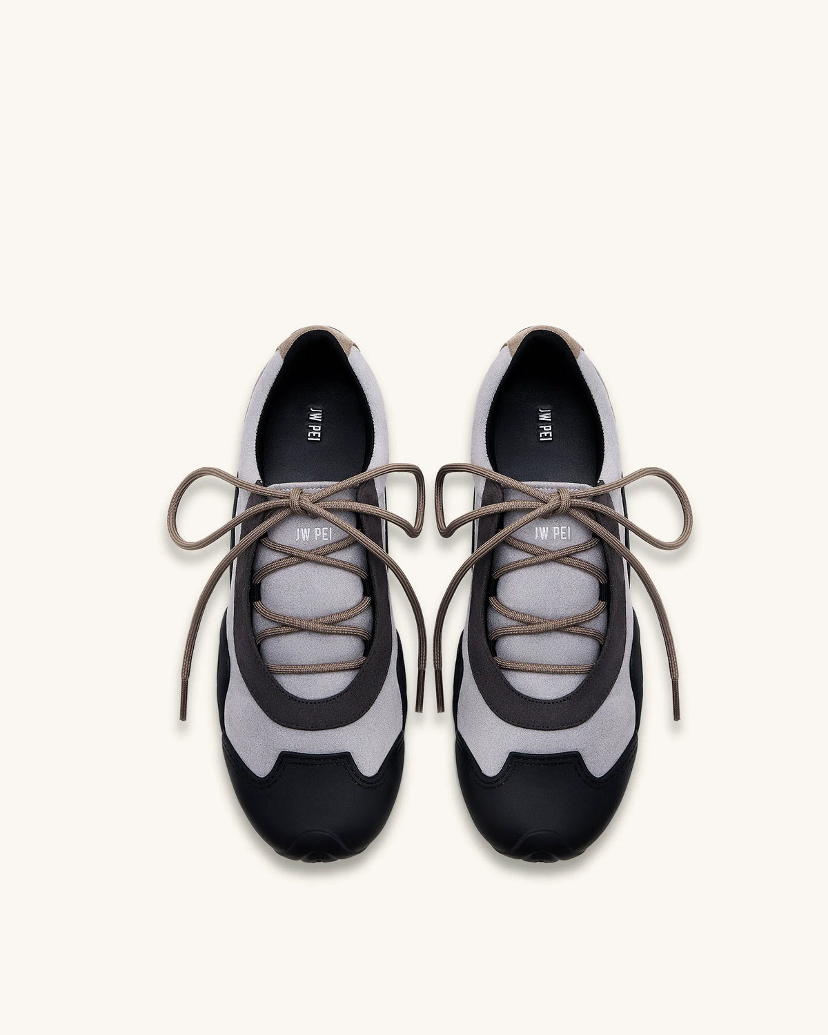 Caitlin Faux Suede Lace-up Ballerina Sneakers - Grey Mix