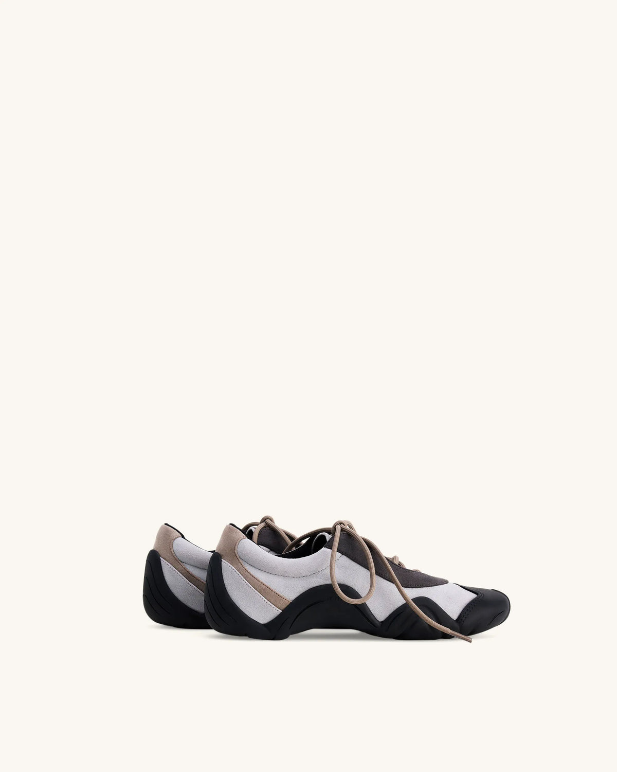 Caitlin Faux Suede Lace-up Ballerina Sneakers - Grey Mix