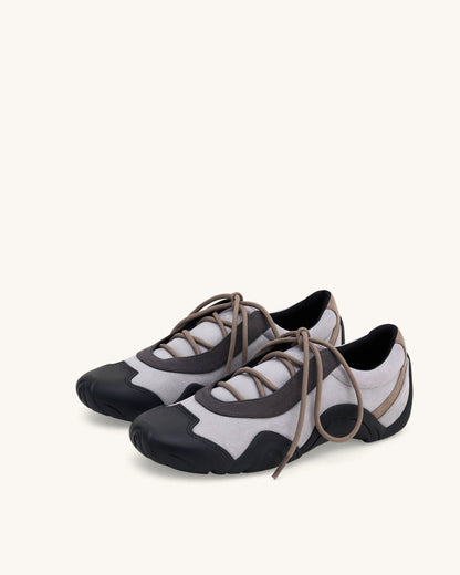 Caitlin Faux Suede Lace-up Ballerina Sneakers - Grey Mix