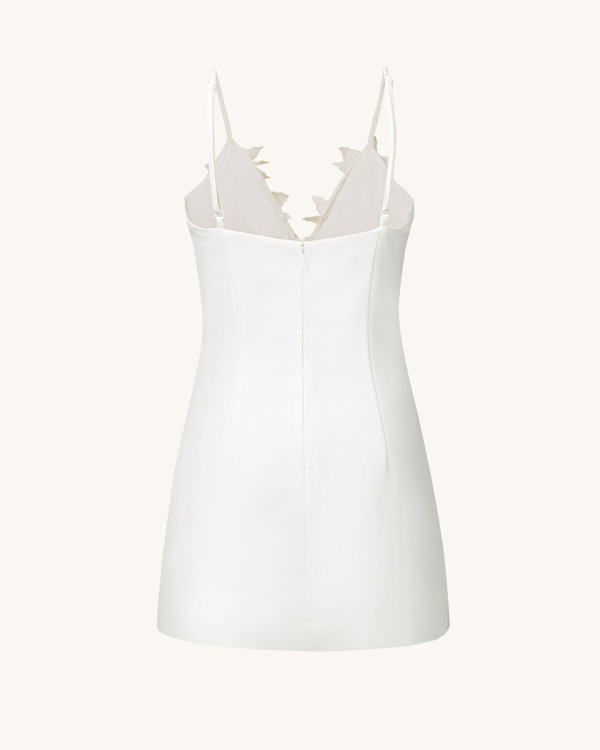 Yuliya White Floral Embellishment V-neckline Mini Dress - White