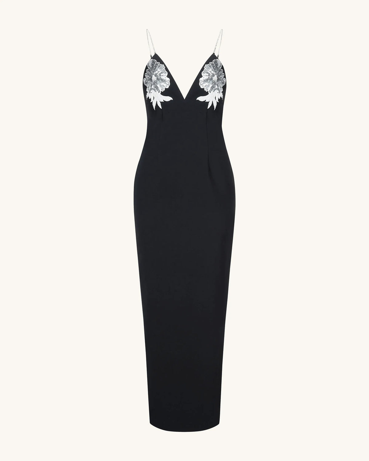 Ayliua Sweetheart-Neckline Rhinestones Embellished Black Long Dress - Black