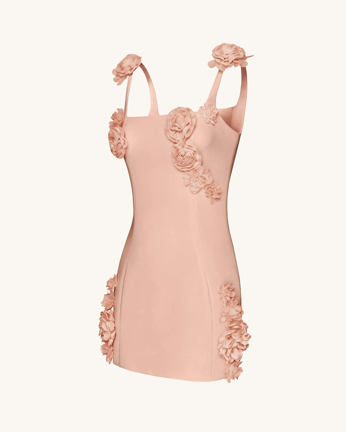 Elaina Rosette Applique Mini Dress - Apricot