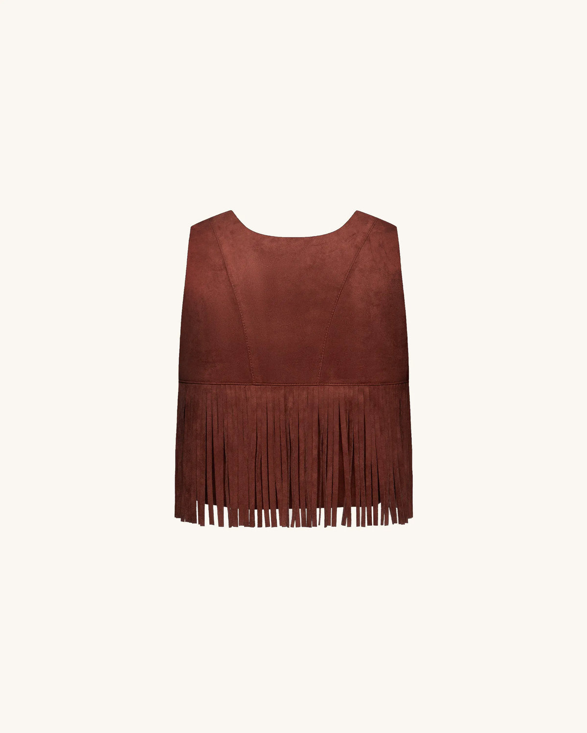 Faux Suede Fringe Halter - Burgundy