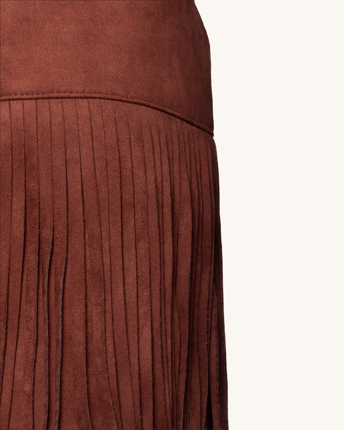 Faux Suede Fringe Halter - Burgundy