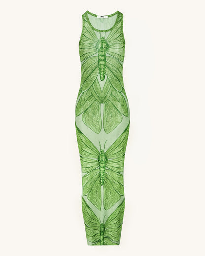 Dragonfly Axis Tank Mesh Dress - Green