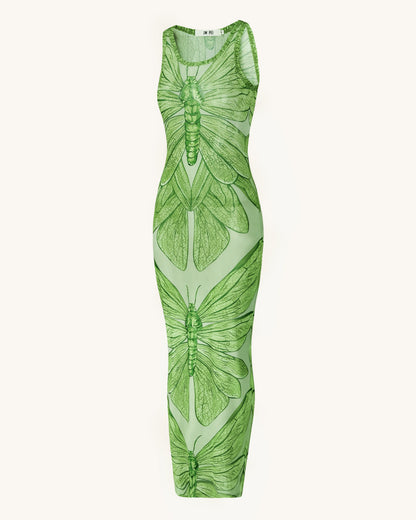 Dragonfly Axis Tank Mesh Dress - Green