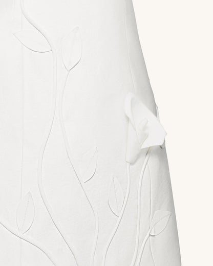 3D Vine Floral Strapless Mini Dress - White