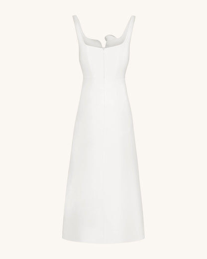 3D Vine-Appliqué Asymmetric Sweetheart Gown - White