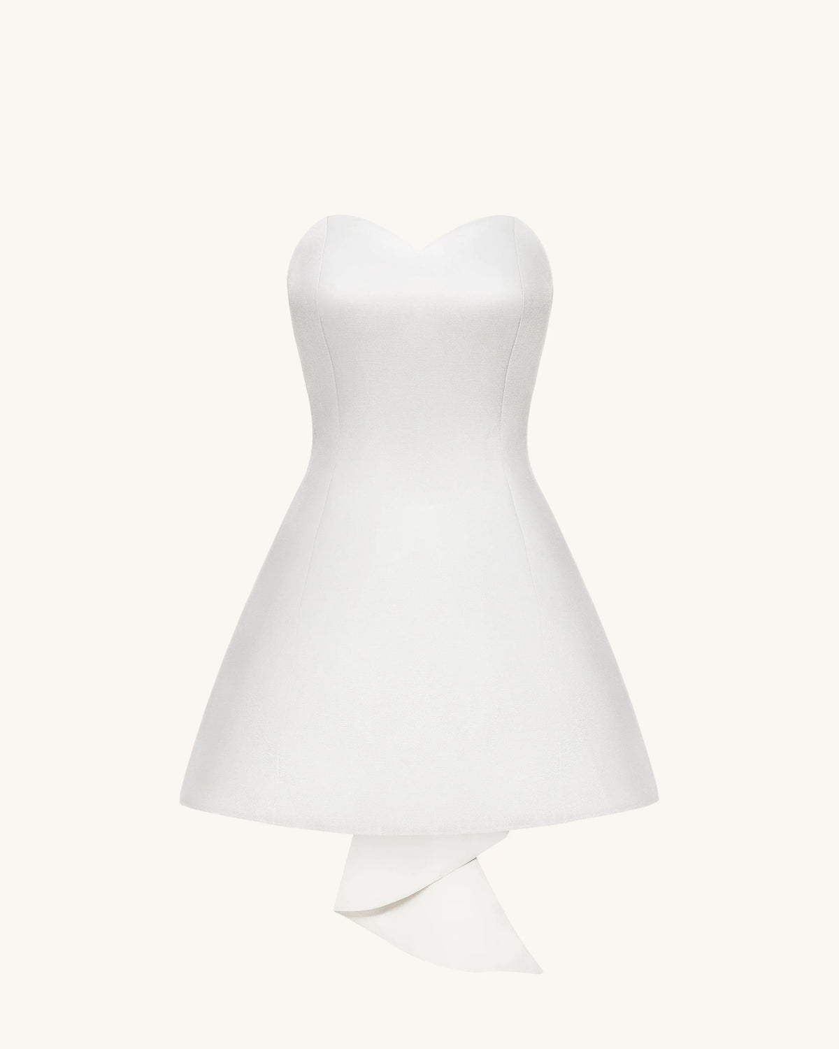 Satin Strapless Bow-Back Mini Dress - White