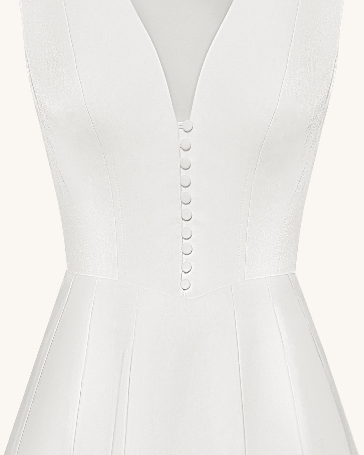 Front V-Neck Pleated Midi Dress - White