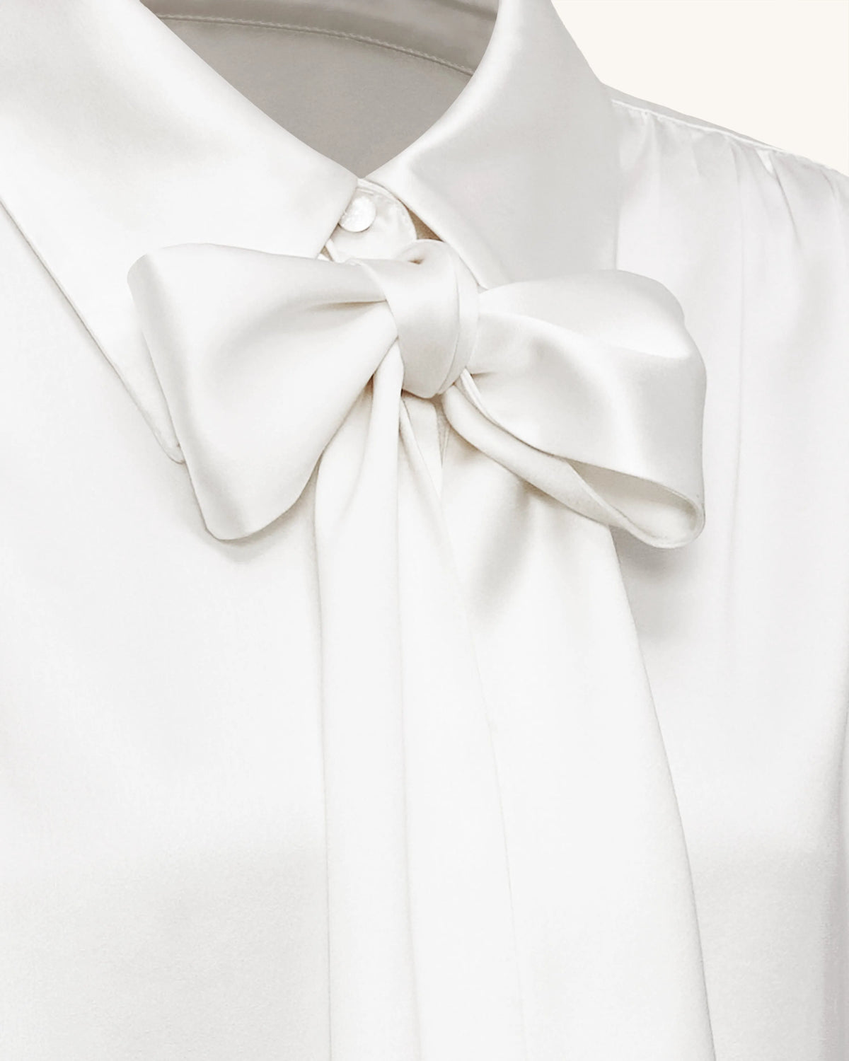 Ribbon Tie Balloon Sleeve Blouse - White