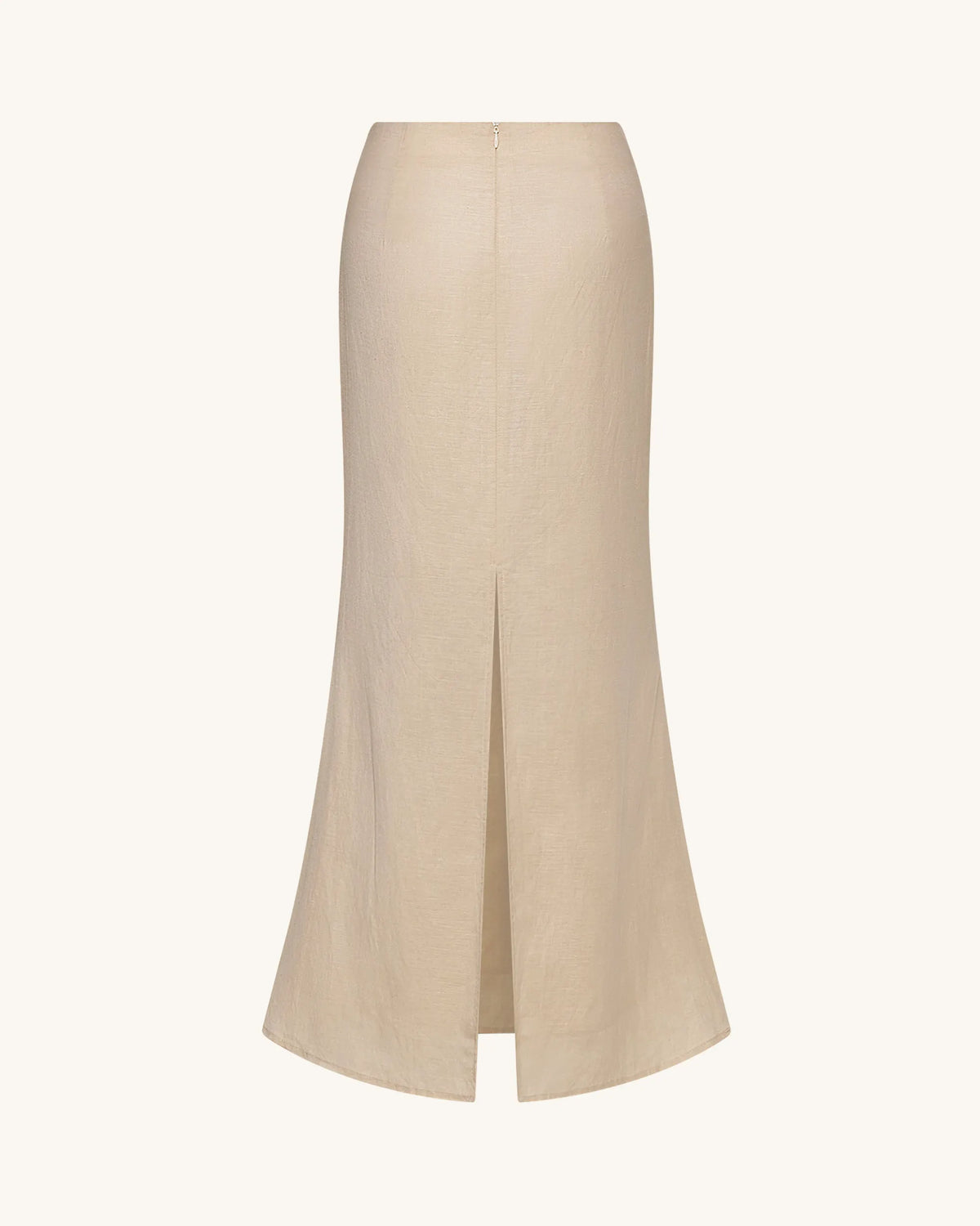 Linen Corded Embroidery Maxi Skirt - Natural