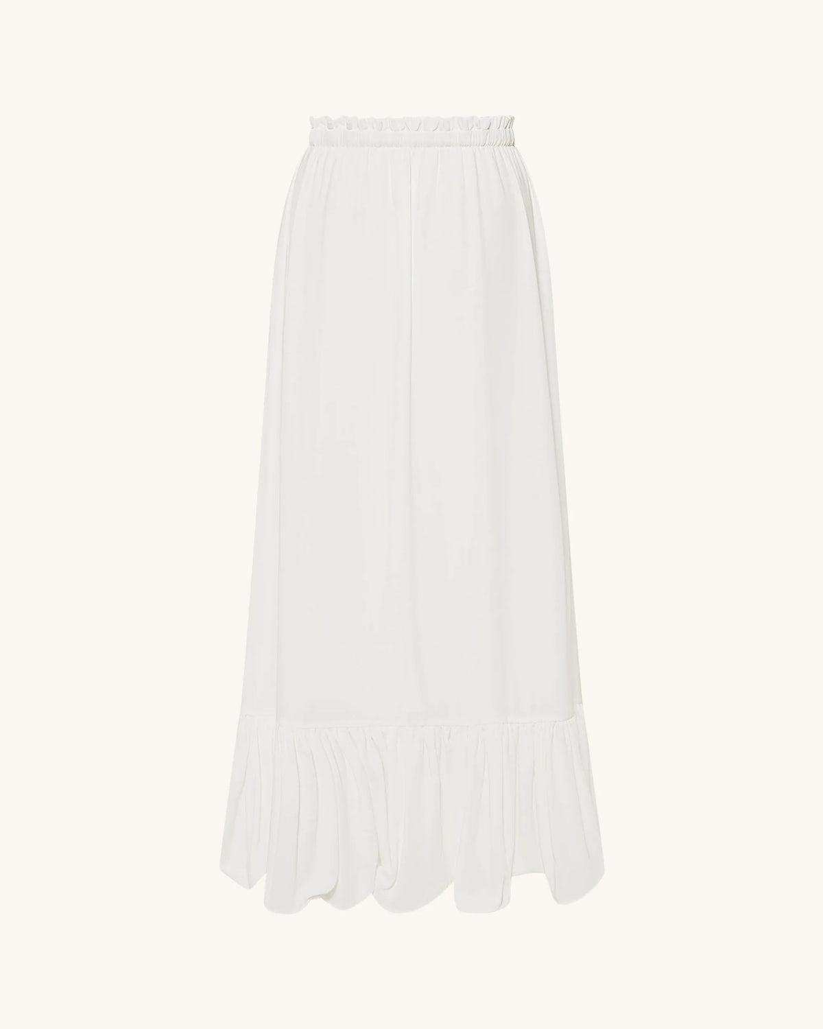 Drawstring Chiffon Maxi Skirt - White
