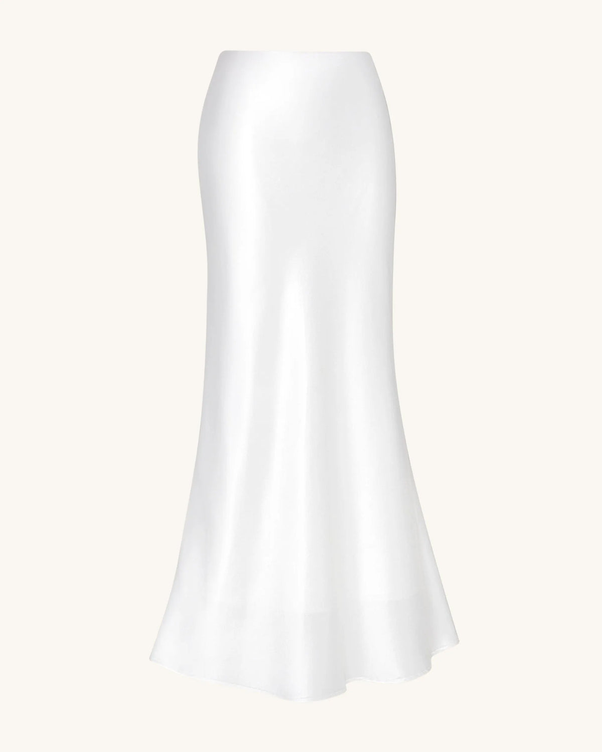 Liquid Satin Mermaid Maxi Skirt - White