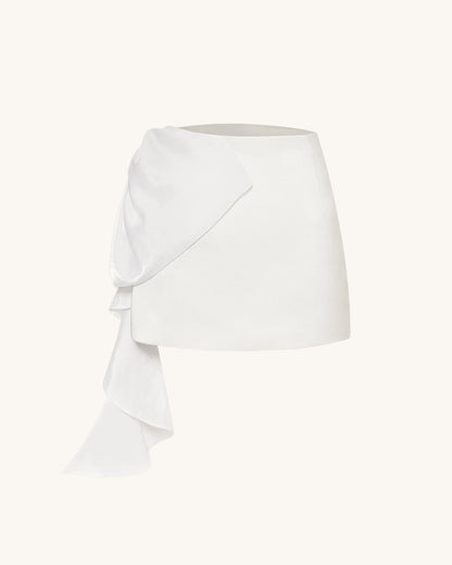 Cascading Bow Mini Skirt - White