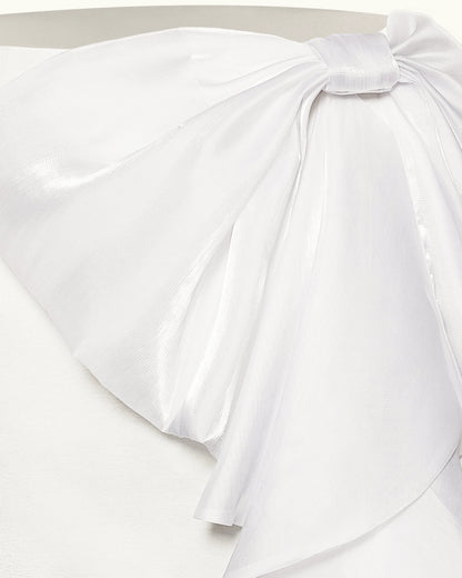 Cascading Bow Mini Skirt - White
