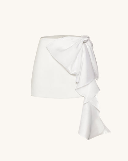 Cascading Bow Mini Skirt - White