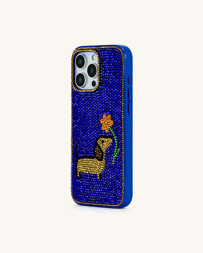 Dachshund with Flower Phone Case - Multicolor Blue