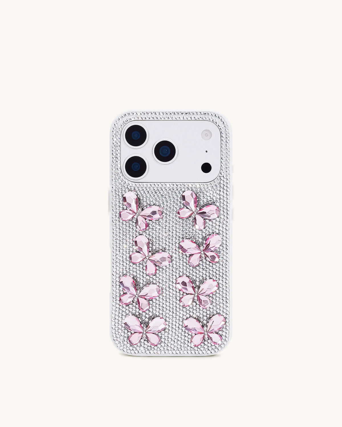 Butterfly Crystal Phone Case - White
