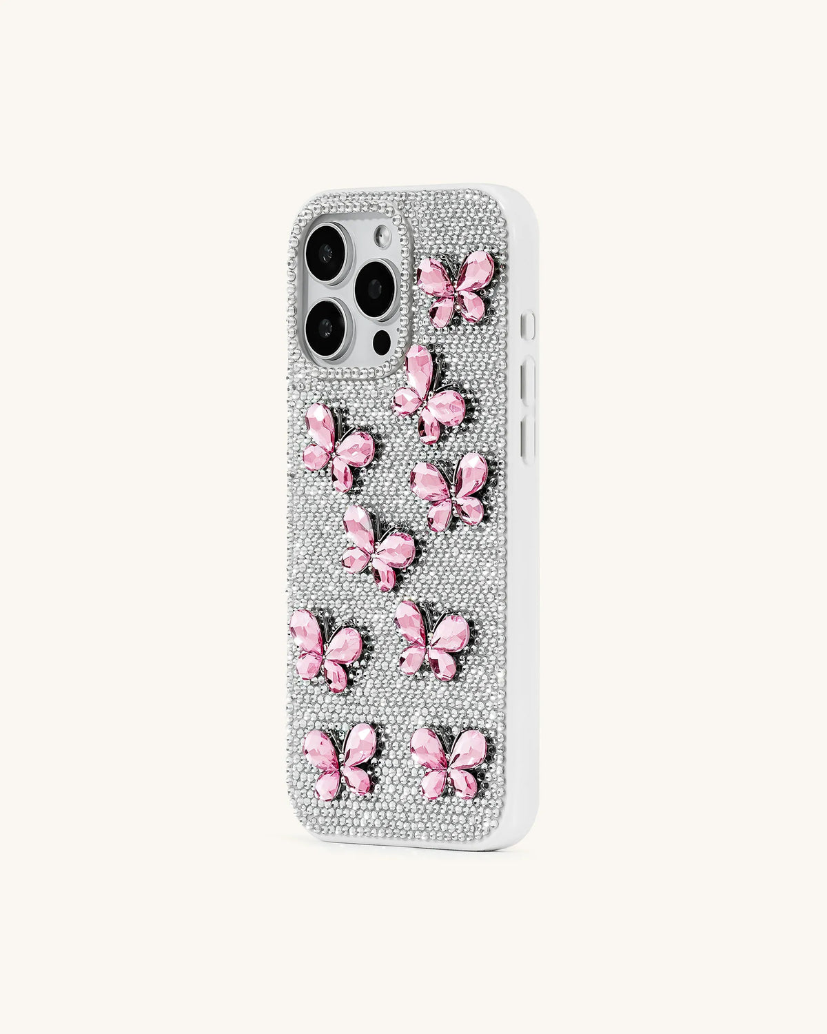 Butterfly Crystal Phone Case - White