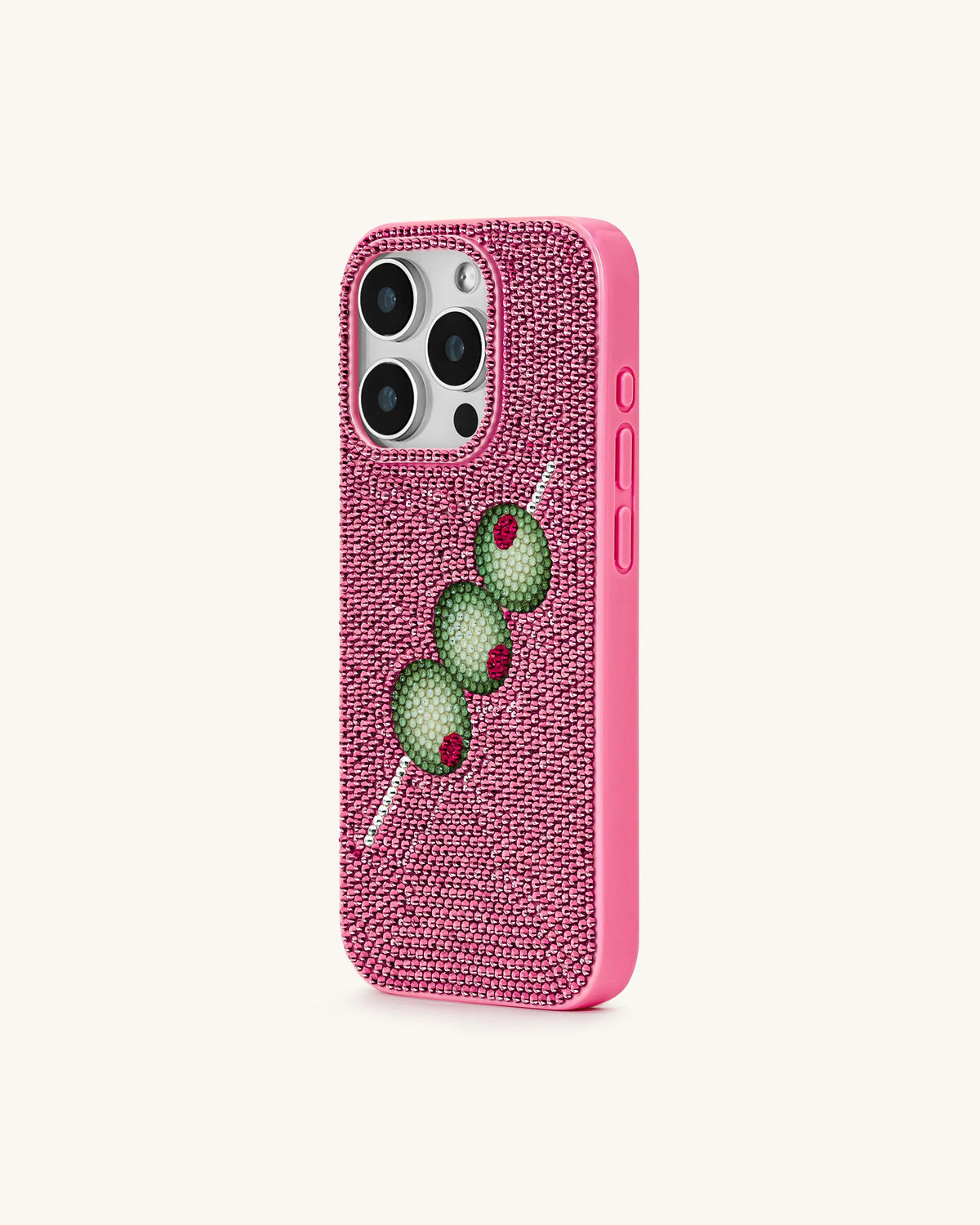 Olive Skewer Rhinestone Phone Case – Pink