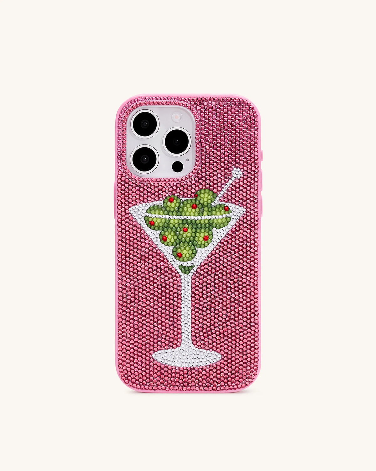 Olive Martini Artificial Crystal Phone Case - Pink