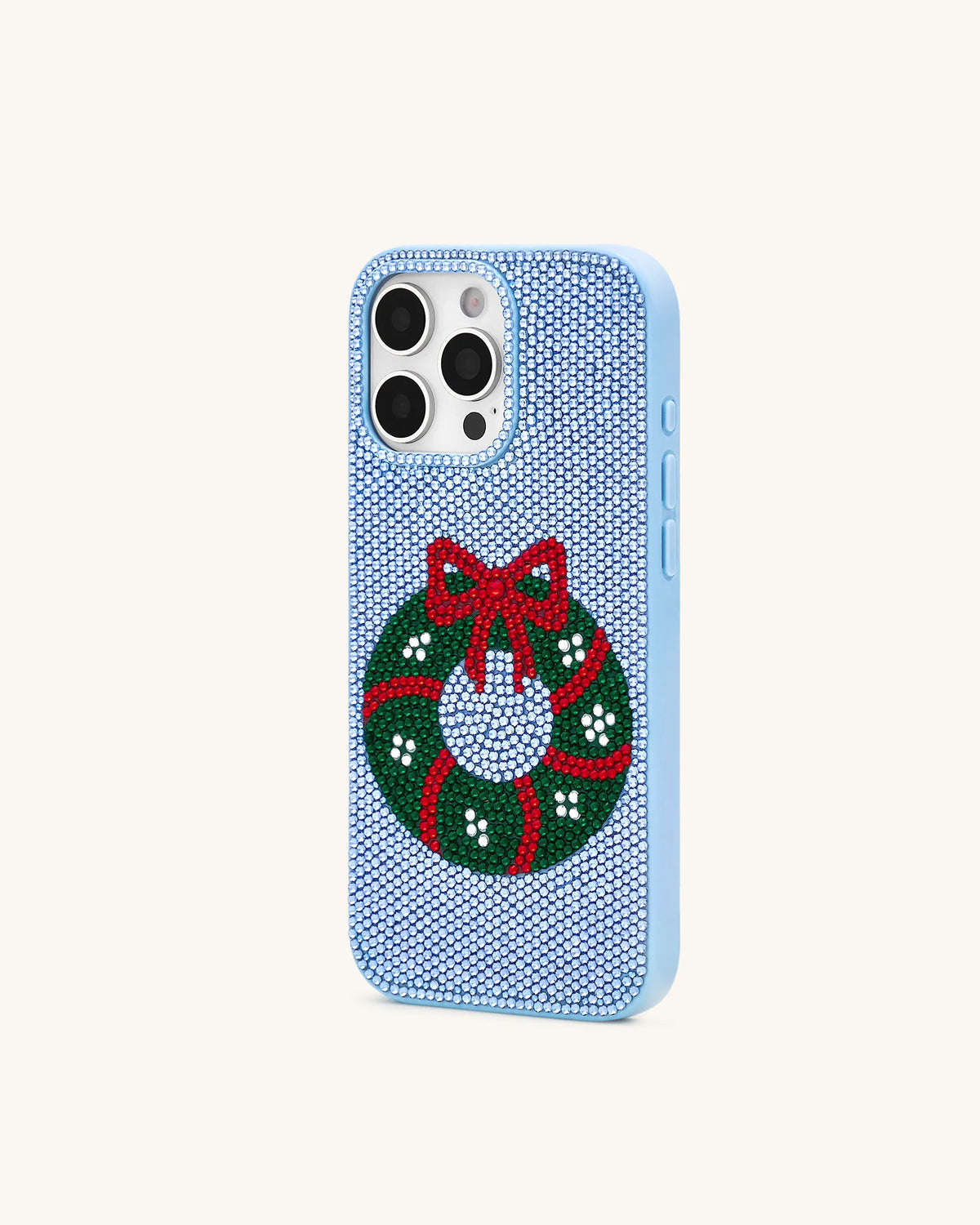 Holiday Wreath Bling Phone Case - Light Blue
