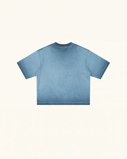The Angelic Dripping Crystal Wings Tee - Acid Blue
