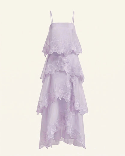 Orchid Embroidered Layered Maxi Dress - Light Purple